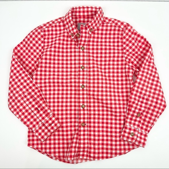 ELEANOR ROSE James Button Down Long Sleeve Shirt in Red Gingham, Size 5/6 - Picture 1 of 6